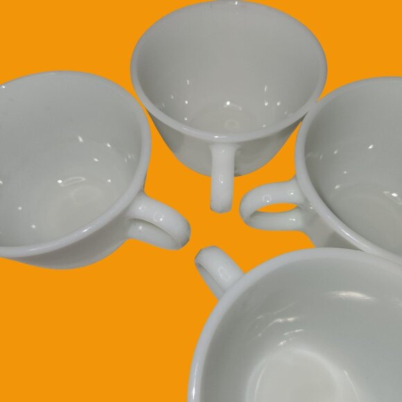 Set of 4 White Pyrex 6 oz. Coffee Cups Milk Glass White - Picture 2 of 4